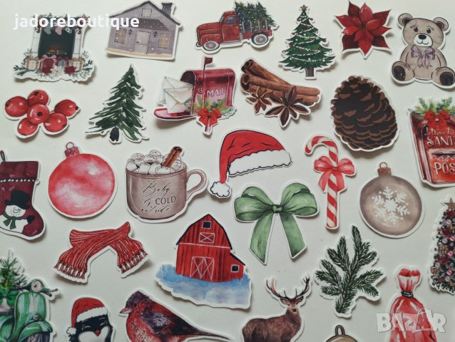 Дизайнерски скрапбук стикери Christmas vibes 37 бр - V076, снимка 3 - Други - 42418517
