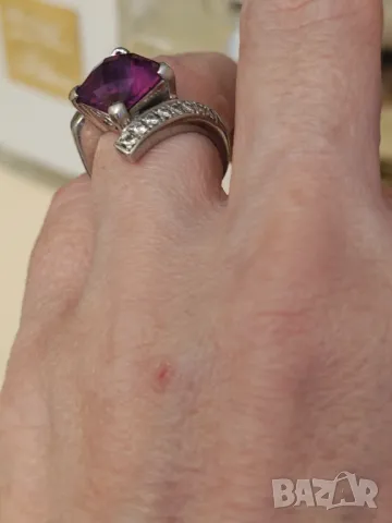Великолепен сребърен пръстен с естествен розов рубин, снимка 3 - Пръстени - 47295216