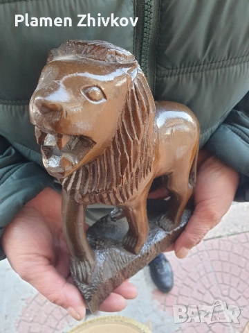 Лъв -дървена пластика от Ангола , снимка 4 - Други ценни предмети - 52116886