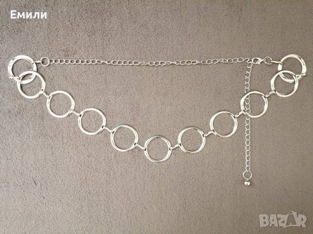 Колан бижу верижка с халки в сребрист цвят, снимка 5 - Колани - 37581281
