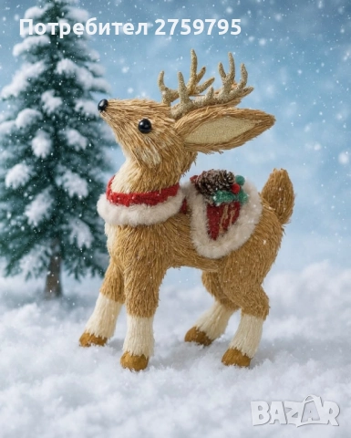 НОВО Коледен елен от естествени материали 30 см., снимка 3 - Други - 52310675