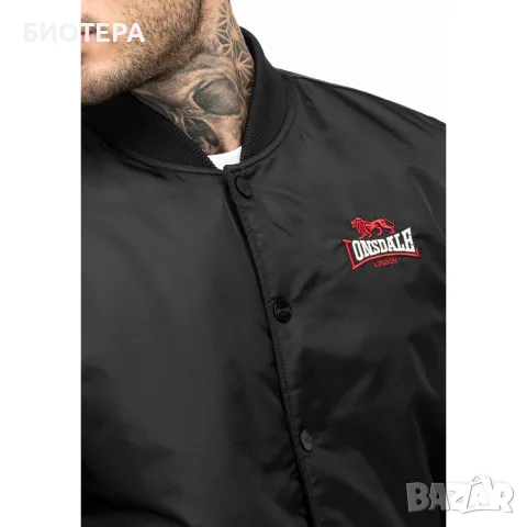 Оригинално мъжко яке LONSDALE бомбър XL – черно, ново, с етикети, снимка 3 - Якета - 51941394