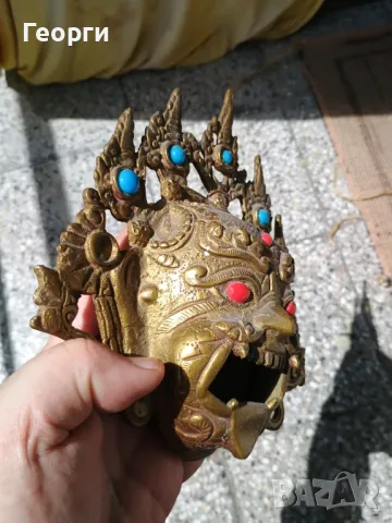 Стара бронзова маска-99, снимка 7 - Антикварни и старинни предмети - 50127143