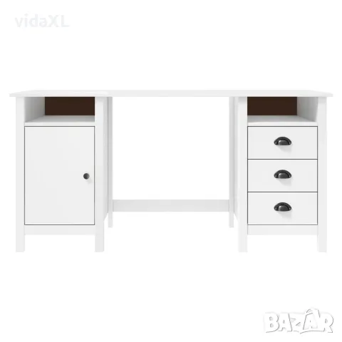 vidaXL Бюро Hill бяло 150x50x74 см борово дърво масив（SKU: 289000）, снимка 2 - Бюра - 56123378