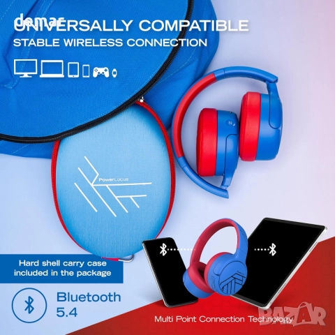 Детски слушалки PowerLocus с активно шумопотискане, 74/85/94dB безопасна ограничена сила на звука, снимка 6 - Bluetooth слушалки - 52129402