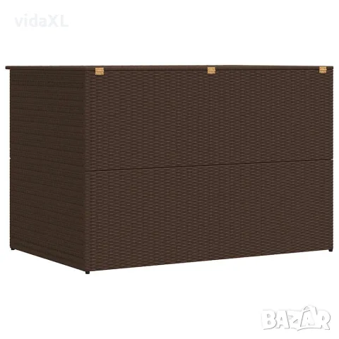 vidaXL Градински сандък, кафяв, 150x100x100 cм, полиратан, снимка 7 - Ракли - 56147640