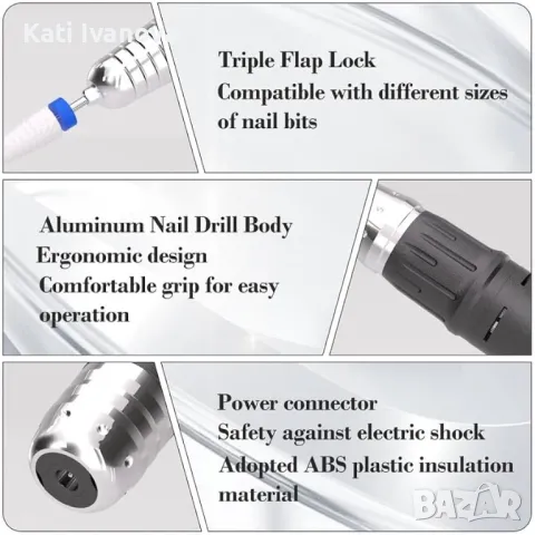 Професионална електрическа пила за нокти Retilio, преносима машина за нокти 35000 оборота, снимка 5 - Продукти за маникюр - 48025305