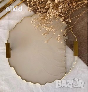  26 см кръг кръгла основа подложка поднос тава силиконов молд форма смола, снимка 2 - Форми - 38160474