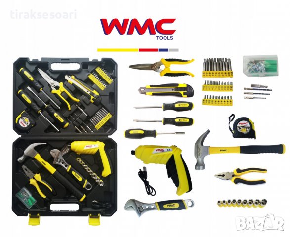 Куфар WMC 110 части + акумулаторна отвертка WMC TOOLS, снимка 2 - Гедорета - 37031686
