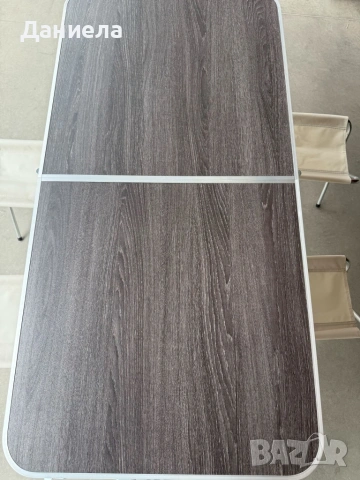 Комплект сгъваема къмпинг маса с 4 стола, регулируема височина, дизайн "куфар" в сив цвят, снимка 6 - Маси - 53947246