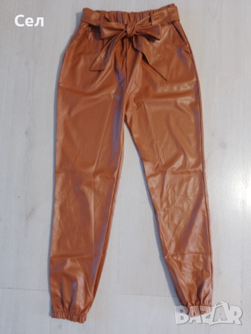 Нов кафяв кожен панталон М