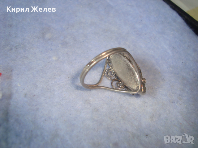 СРЕБРИСТ КЕХЛИБАРЕН РЕТРО - ВИНТИДЖ СТИЛ ПРЪСТЕН 15506, снимка 3 - Пръстени - 36422260