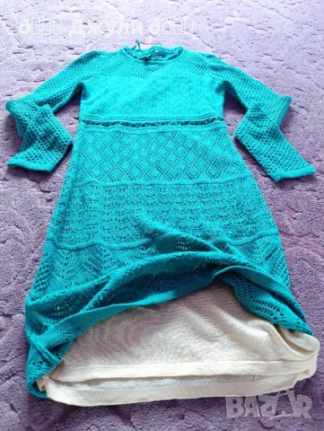 Рокля с камъни от памучно плетиво, снимка 12 - Рокли - 49300672