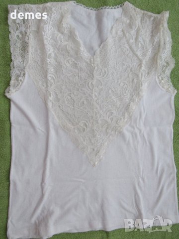 Бял дамски корсаж без ръкав  с изящна дантела, нов, размер М, снимка 1 - Корсети, бюстиета, топове - 31205028