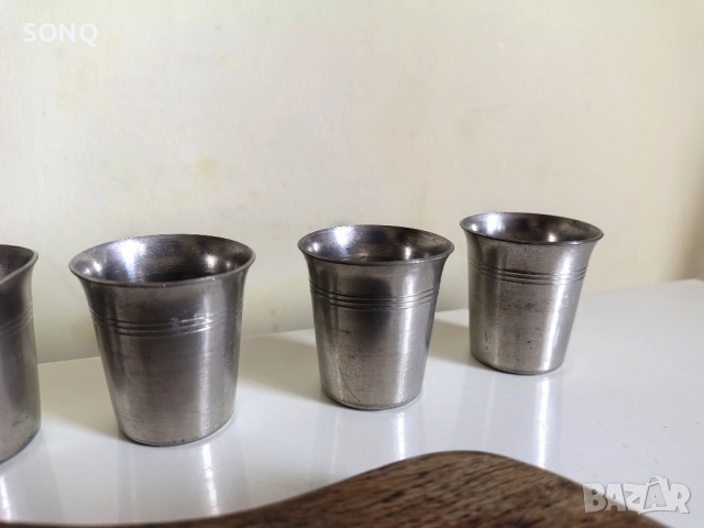 Комплект Стари Немски Калаени Чашки За Шот, снимка 5 - Антикварни и старинни предмети - 52125042