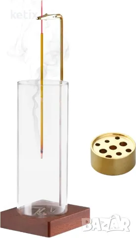 Държач за ароматни пръчки с подвижно стъклено шише