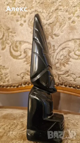 Винтидж скулптура на Инките, дялан камък– Обсидиан. 19в, снимка 8 - Антикварни и старинни предмети - 48429287