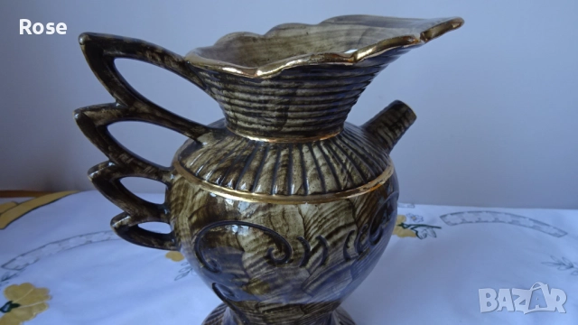 Винтидж керамична ваза, ръчно рисувана от H. Bequet Quaregnon, снимка 11 - Вази - 52650228