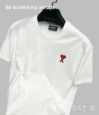 Ami Мъжка Бяла Тениска👕Мъжка Блуза С Къс Ръкав В Бял Цвят Ами Код I_13