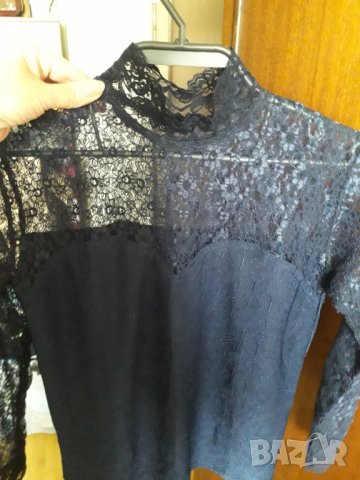 Дамско финно поло дълъг ръкав с дантели