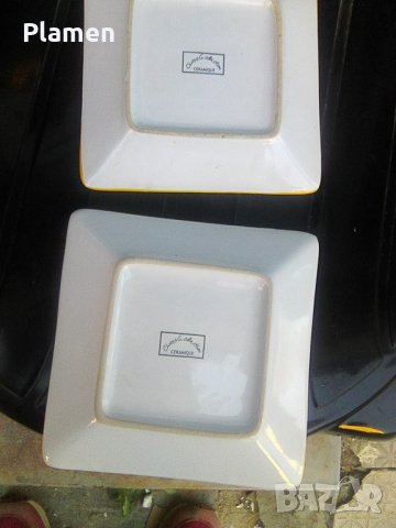Две квадратни порцеланови чинийки с надпис сода, снимка 3 - Други ценни предмети - 38386295