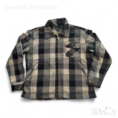 Мъжка карирана риза с цип, винтидж, G-Star Raw, вълна и акрил размер L