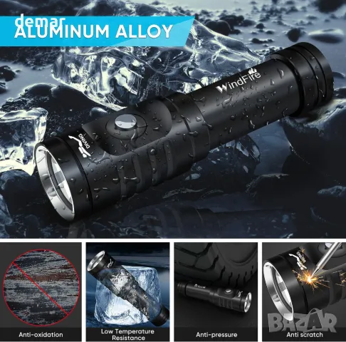 Фенер за гмуркане WindFire, фенер за гмуркане, IPX8, 3000 лумена с 3 режима и индикатор, снимка 6 - Водни спортове - 47801091