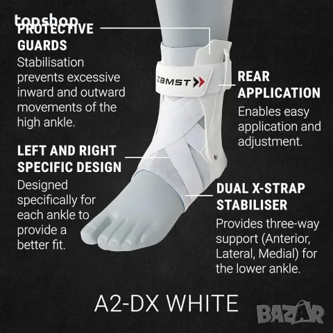 Чисто Нова Професионална Ортеза за Глезен Zamst A2-DX WHITE (Размер M - За ЛЯВ крак) , снимка 3 - Ортези и протези - 55942209