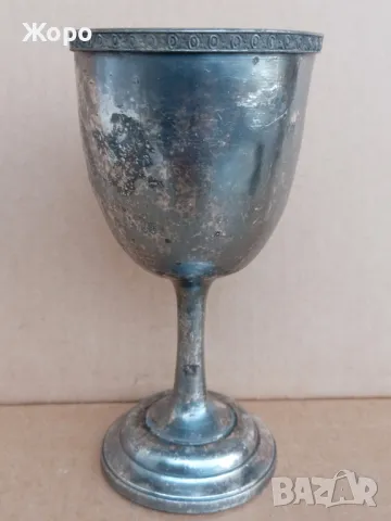 старинна посребрена чаша бокал 19ти век, снимка 3 - Антикварни и старинни предмети - 50337441
