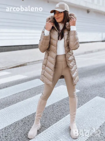 Дамско ватирано зимно яке с качулка CRYSTAL, 2цвята , снимка 2 - Якета - 47582157