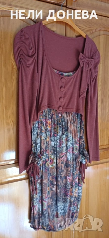 Страхотна Рокля с Прекрасен Принт и Дизайн!НОВА!Имитира Рокля с Болеро!, снимка 2 - Рокли - 53142600