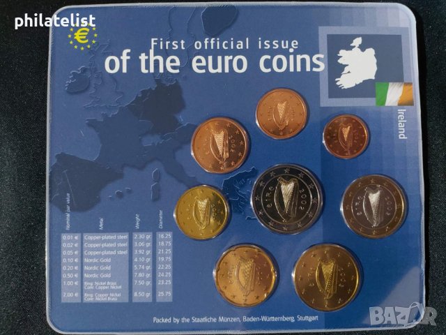 Ирландия 2002 - Евро сет - комплектна серия от 1 цент до 2 евро