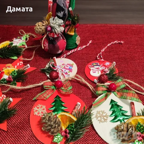 Коледни късмети/висулки за закачане/ магнитче/топки/торбички от зебло, снимка 9 - Коледни подаръци - 48274062