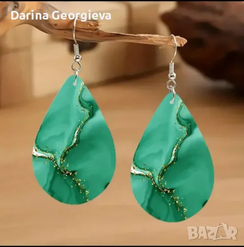 Зелени ефектни обеци, снимка 1