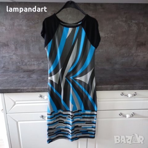 Дамска рокля в сиво, черно, синьо, снимка 5 - Рокли - 35078530