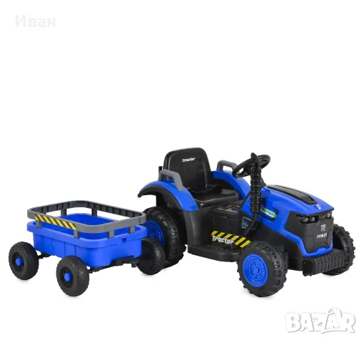 ТОП ЦЕНА!НОВО!Акумулаторен трактор с ремарке TERRON BLUE с 12V батерия,дистанционно,USB, снимка 2 - Детски велосипеди, триколки и коли - 55809501