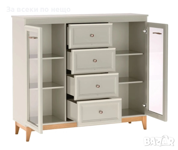 Витрина WINDSOR W-7 кашмир/натурален дъб Код P1650, снимка 5 - Секции и витрини - 52932857