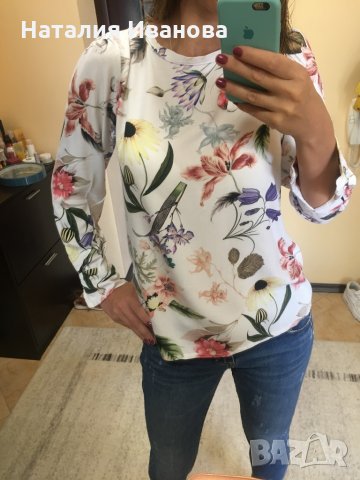 Дамска блуза на цветя, снимка 5 - Блузи с дълъг ръкав и пуловери - 30260173