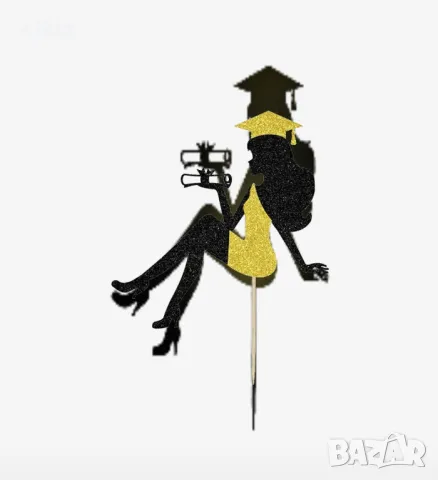 Право момиче златна сребърна рокля тога завършване бал Абитуриент брокатен топер украса декор парти, снимка 3 - Други - 50395935