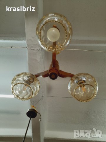 Абажур Дърво и Стъкло внос от Германия , снимка 3 - Полилеи - 42779961