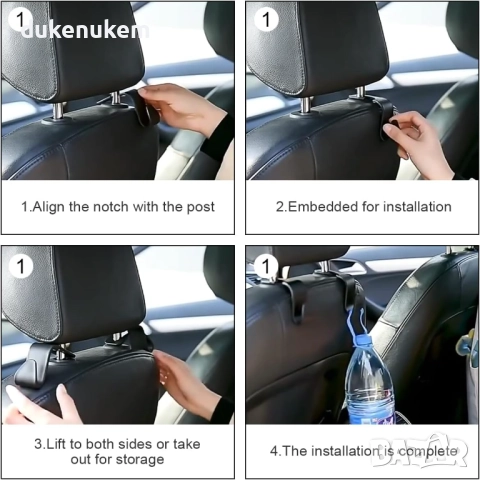 Комплект 4 бр. блестящи куки за автомобилна седалка , снимка 5 - Аксесоари и консумативи - 51754261