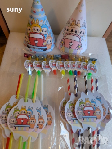 Парти сламки и свирки Лабубу / парти артикули, снимка 2 - Други - 51554445