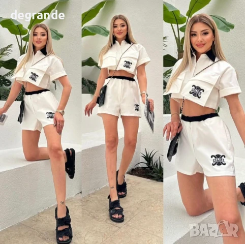 Комплект 2 части в бяло черно и синьо, снимка 2 - Спортни екипи - 50814497