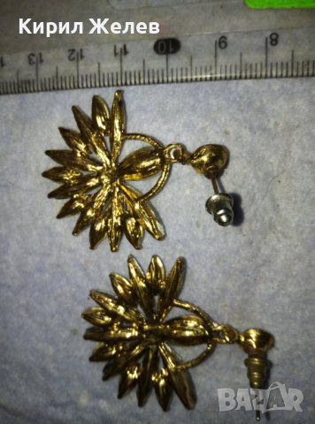 ЧИФТ СТАРИ ВИНТИДЖ АРТ ПОЗЛАТЕНИ КРИСТАЛИ ФЛОРАЛНИ ОБЕЦИ 28531, снимка 8 - Обеци - 42056043