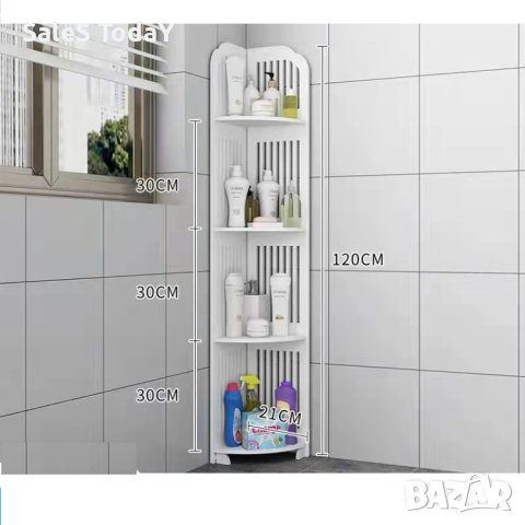 Ъглов рафт за баня, Етажерка за кухня, ъглов органайзер за килер, 120см, снимка 5 - Етажерки - 40483366