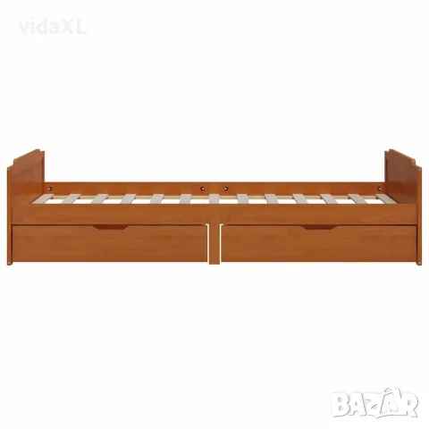 vidaXL Рамка за легло с чекмеджета, меденокафява, бор масив, 90х200 см, снимка 5 - Спални и легла - 56146839