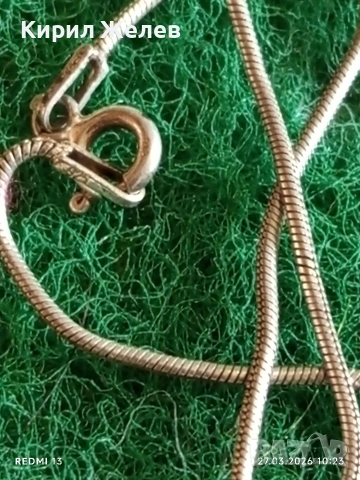 Сребърен синджир с висулка с инкрустирани кристали Аквамарин 37635, снимка 4 - Колиета, медальони, синджири - 53993365