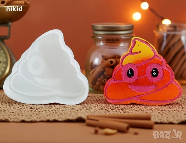 Pou Поу Човече голямо ако силиконов молд форма фондан гипс свещ шоколад декор украса