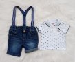 Къси дънкови панталони H&M 6-9 месеца, снимка 1 - Панталони и долнища за бебе - 40660354