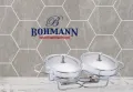 Съд за затопляне Bohmann, 2x1.5л., двоен, овал, 2свещи, Стоманен капак, Стъкло, Инокс, снимка 1